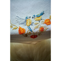 Vervaco stamped cross stitch kit tablechloth "Parus with lantern flower", 80x80cm, DIY