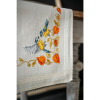 Vervaco stamped cross stitch kit tablechloth "Parus with lantern flower", 40x100cm, DIY
