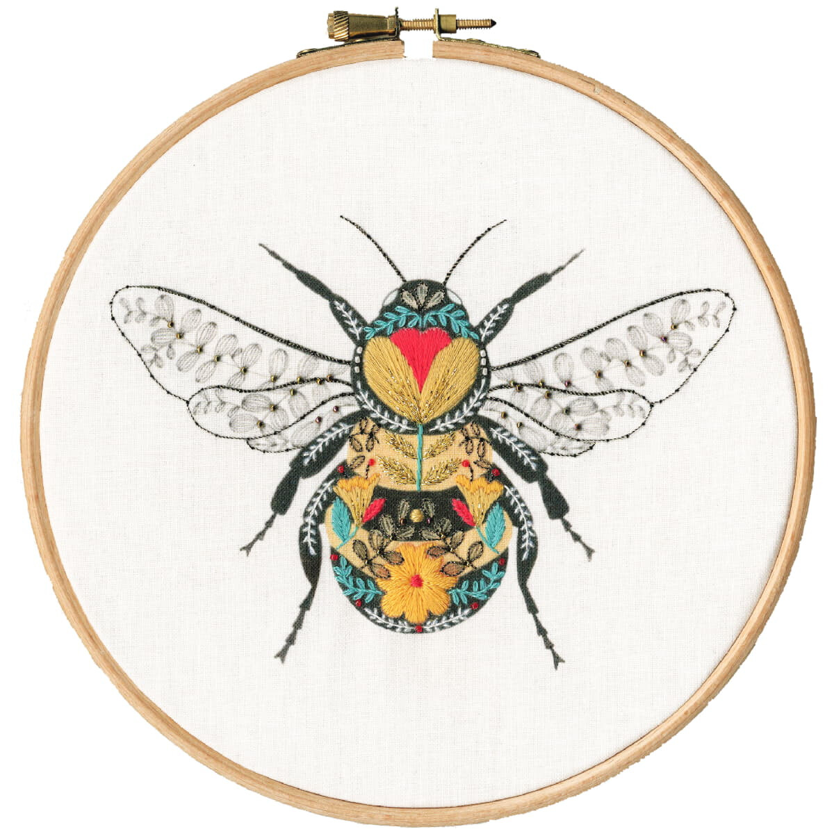 A detailed embroidery pack bee artwork from Bothy Threads...