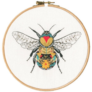 Bothy Threads stamped embroidery kit with hoop "Pollen-Bee", EP01, Diam. 17,5cm, DIY