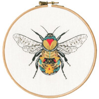 Kit de broderie estampillé Bothy Threads avec cerceau "Pollen-Bee", EP01, Diam. 17,5cm, bricolage