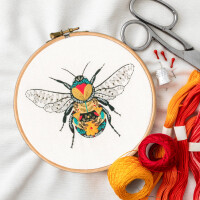Kit de bordado estampado Bothy Threads con aro "Pollen-Bee", EP01, Diam. 17,5cm, bricolaje
