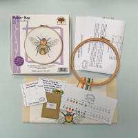 Bothy Threads gestempeld borduurpakket met ring "Pollen-Bee", EP01, Diam. 17,5cm, doe-het-zelf