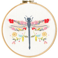 Kit de bordado estampado Bothy Threads con aro "Pollen-Drangonfly", EP02, Diam. 17,5cm, bricolaje