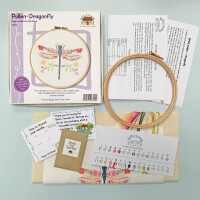 Kit de bordado estampado Bothy Threads con aro "Pollen-Drangonfly", EP02, Diam. 17,5cm, bricolaje