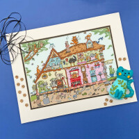 Bothy Threads counted cross stitch kit "Cat Cottage", XCT42, 36x27cm, DIY