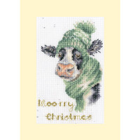 Bothy Threads kit punto croce contato di biglietti dauguri "Moo-rry Christmas", XMAS67, 10x16cm, fai da te
