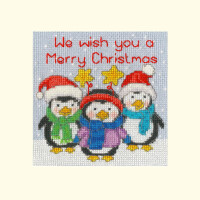 Bothy Threads  greating card counted cross stitch kit "Penguin Pals", XMAS69, 10x10cm, DIY