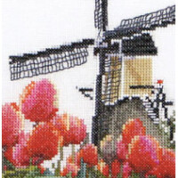 Thea Gouverneur counted cross stitch kit "Bulbfield Tulips Evenweave", 24x14cm, DIY
