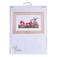 Thea Gouverneur counted cross stitch kit "Bulbfield Tulips Evenweave", 24x14cm, DIY