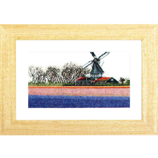Thea Gouverneur counted cross stitch kit "Bulbfield Hyacinths Evenweave", 24x14cm, DIY