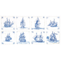 Thea Gouverneur counted cross stitch kit "Antique Dutch Tiles Delft Blue Evenweave", 60x30cm, DIY