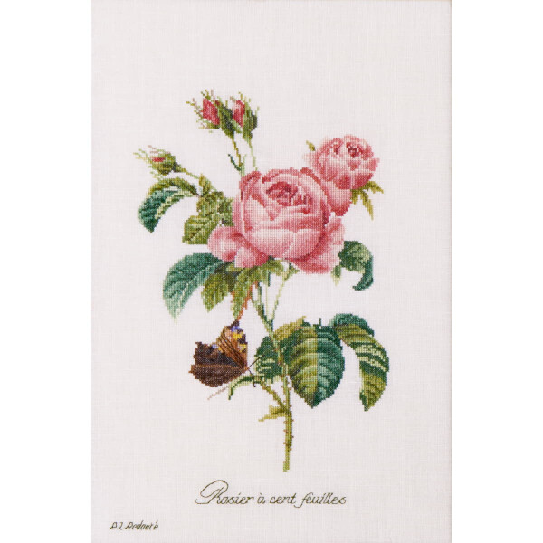 Thea Gouverneur telpakket "Rose Redouté Evenweave", 26x38cm