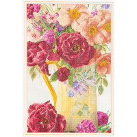 Thea Gouverneur counted cross stitch kit "Rose Bouquet Evenweave", 24x34cm, DIY