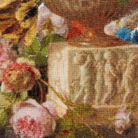 Thea Gouverneur Kreuzstich Stickpackung "Blumenstillleben mit einer Alabastervase, Gerard van Spaendonck", Zählmuster, 65x50 Aida Schwarzcm