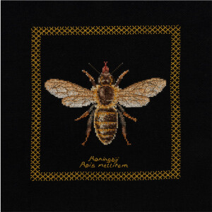 Kit punto de cruz Thea Gouverneur Honey Bee Aida Black Tela aida o tejido uniforme. Hermoso patrón, paquete completo de bordado de alta calidad con DMC, tela Zweigart y diagrama. Maravillosa decoración del hogar. Ideal como regalo.