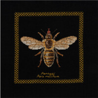 Thea Gouverneur Kreuzstich Stickpackung "Honigbiene Schwarz Aida", Zählmuster, 17x18cm