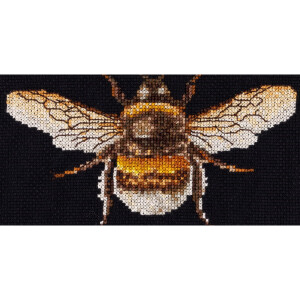 Thea Gouverneur counted cross stitch kit "Bumble Bee Aida Black", 17x18cm, DIY