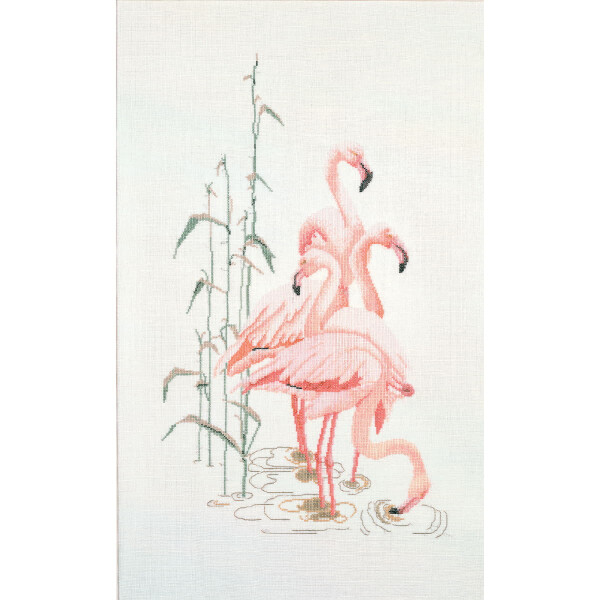 Thea Gouverneur Kreuzstich Stickpackung "Flamingo Aida", Zählmuster, 38x65cm