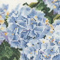 Thea Gouverneur counted cross stitch kit "Blue Hydrangea II Aida", 44x39cm, DIY