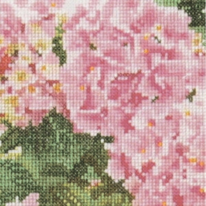 Thea Gouverneur counted cross stitch kit "Pink Hydrangea II Aida", 44x39cm, DIY