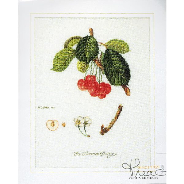 Thea Gouverneur counted cross stitch kit "Flarance Cherry Aida", 26x35cm, DIY