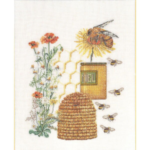Thea Gouverneur counted cross stitch kit "Honey Sampler Aida", 27x35cm, DIY