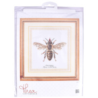 Thea Gouverneur counted cross stitch kit "Honey Bee White Aida", 20x21cm, DIY