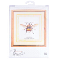 Thea Gouverneur counted cross stitch kit "Bumble Bee White Aida", 20x21cm, DIY