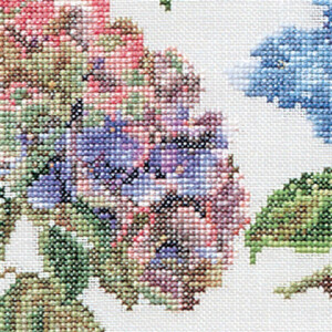 Thea Gouverneur counted cross stitch kit "Hydrangea Panel Aida", 44x46cm, DIY