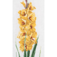 Thea Gouverneur counted cross stitch kit "Gladioli Yellow Aida", 20x88cm, DIY