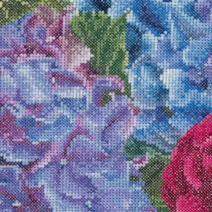 Thea Gouverneur counted cross stitch kit "Hydrangea & Rose Aida", 46x30cm, DIY