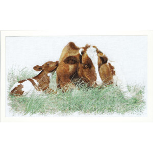 Thea Gouverneur counted cross stitch kit "Red Cow Aida", 45x70cm, DIY