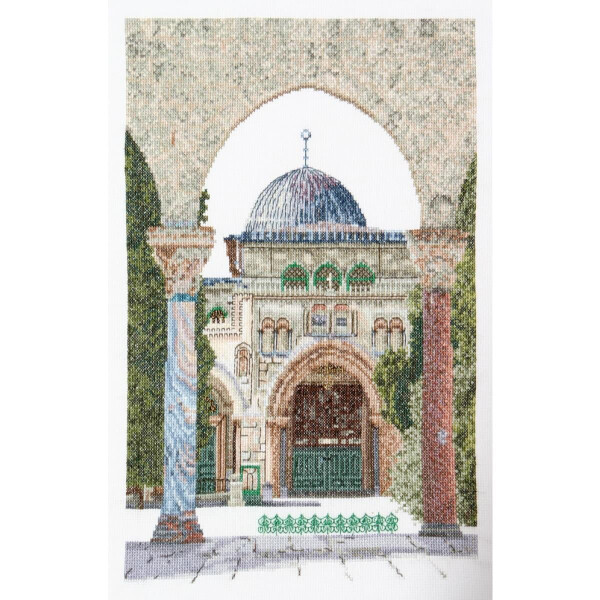 Thea Gouverneur Kreuzstich Stickpackung "Al-Aqsa-Moschee Aida", Zählmuster, 19x29cm