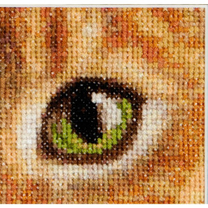 Thea Gouverneur counted cross stitch kit "Cats Tiger + Kitty Aida", 17x12cm, DIY
