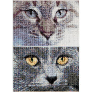 Thea Gouverneur counted cross stitch kit "Cats Jack + Luna Aida", 17x12cm, DIY