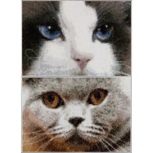 Thea Gouverneur counted cross stitch kit "Cats Smokey + Blu Aida", 17x12cm, DIY