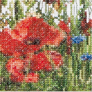 Thea Gouverneur counted cross stitch kit "Poppies Aida", 55x22cm, DIY