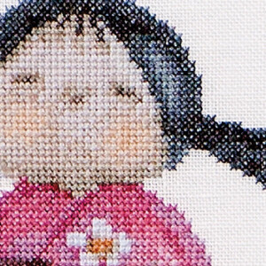 Thea Gouverneur counted cross stitch kit "Kokeshi Dolls Aida", 16x22cm, DIY
