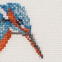 Thea Gouverneur counted cross stitch kit "Kingfisher Aida", 13x16cm, DIY