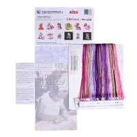Thea Gouverneur counted cross stitch kit "Sewing basket kitten Aida", 31x30cm, DIY