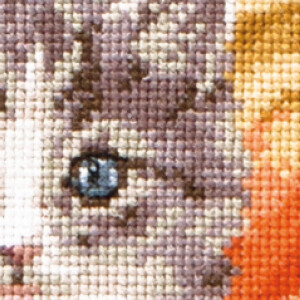 Thea Gouverneur counted cross stitch kit "Haloween kitten Aida", 31x30cm, DIY