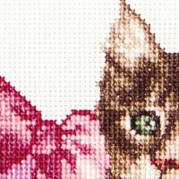 Thea Gouverneur counted cross stitch kit "Valentines Kitten Aida", 31x30cm, DIY