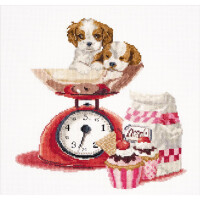 Thea Gouverneur counted cross stitch kit "Baking Puppy Aida", 31x30cm, DIY