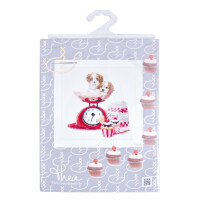 Thea Gouverneur counted cross stitch kit "Baking Puppy Aida", 31x30cm, DIY