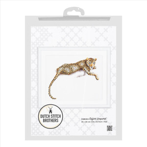 Dutch Stitch Brothers counted cross stitch kit "Safari Leopard Aida", 25x21cm, DIY