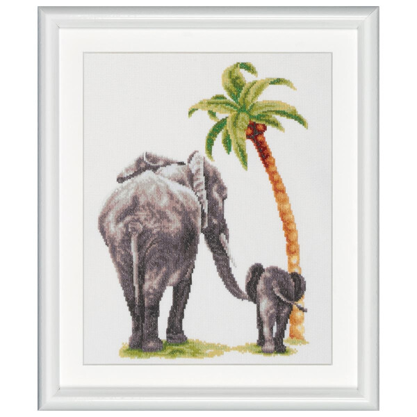 Dutch Stitch Brothers counted cross stitch kit "Safari Elephant Aida", 25x38cm, DIY