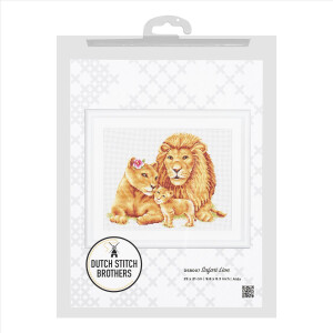Dutch Stitch Brothers counted cross stitch kit "Safari Lion Aida", 25x21cm, DIY