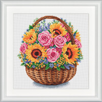 Dutch Stitch Brothers counted cross stitch kit "Flower Basket Aida", 32x32cm, DIY