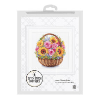 Dutch Stitch Brothers counted cross stitch kit "Flower Basket Aida", 32x32cm, DIY